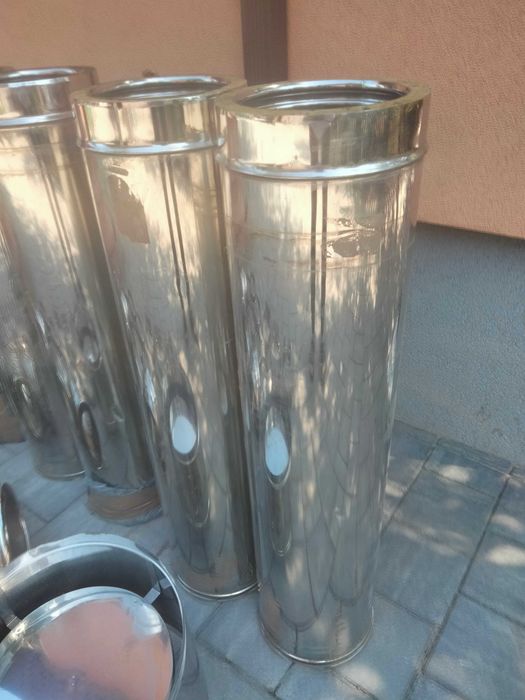 Set complet coș fum inox izolat cu accesorii