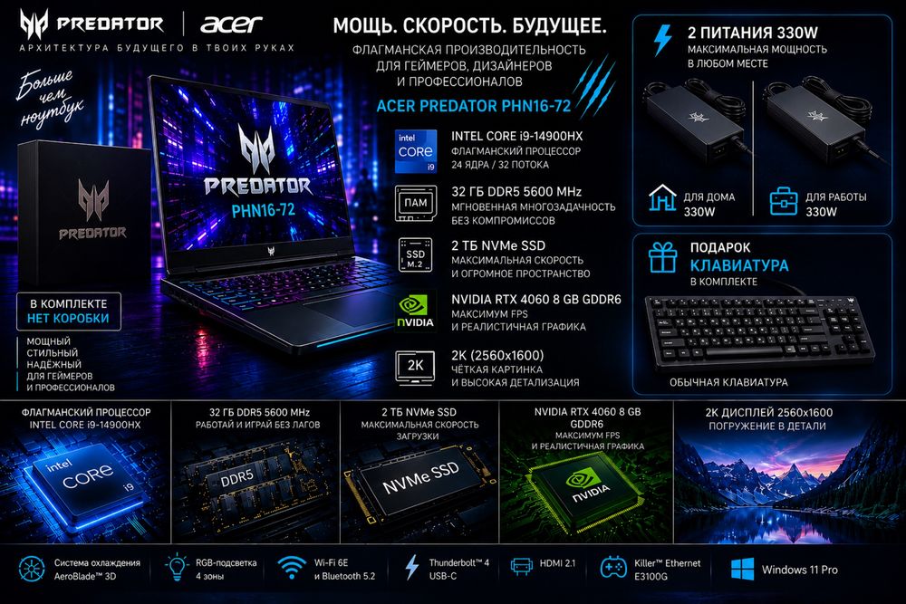 Мощный ноутбук Acer PREDATOR NEO 16