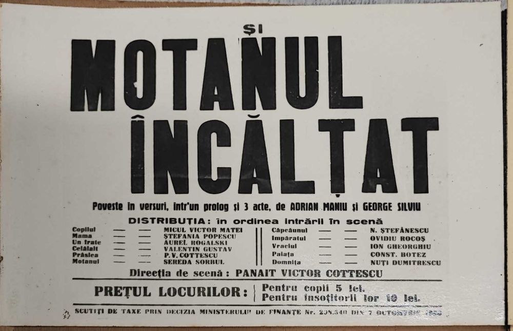 Album teatru „Motanul încălțat” 1939 – raritate interbelică