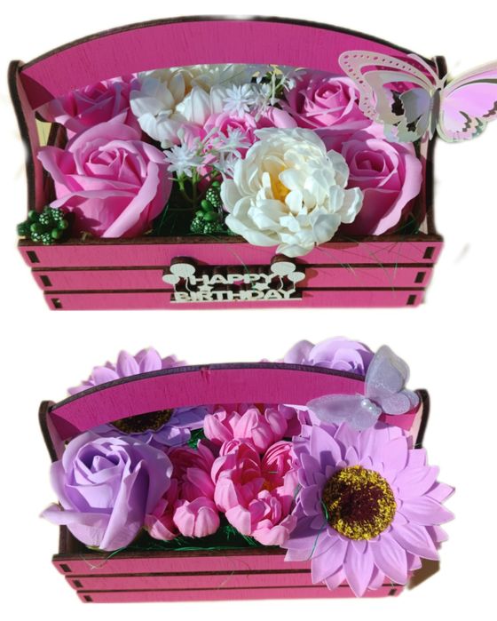 Аранжировки със сапунени и текстилни цветя