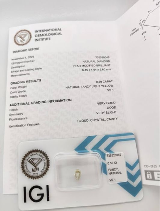 Диамант Light yellow (естествен)