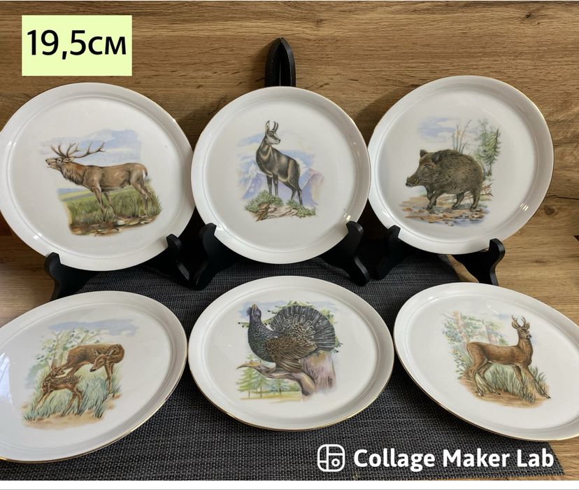 Баварски порцеланови чинии с ловен мотув