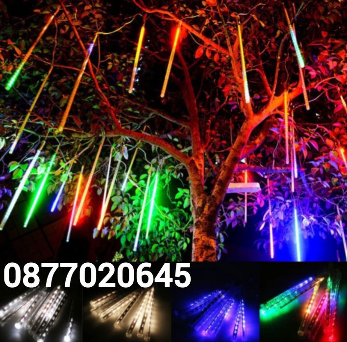 LED коледни висулки 50см падащ сняг