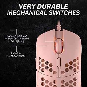 Ултралека геймерска мишка Mira S с RGB, жична, 61 грама