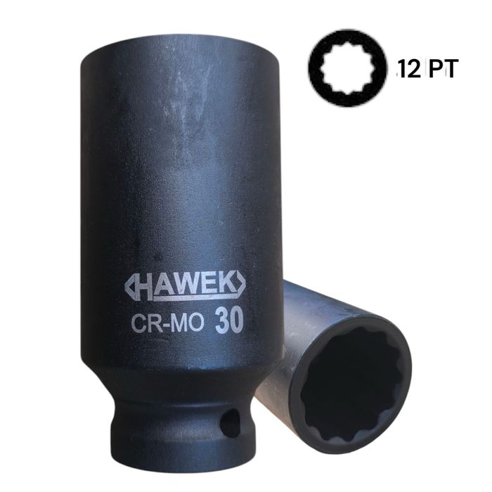 Комплект Удаарни вложки  1/2″ УДЪЛЖЕНИ 12 стенни , 15 ЧАСТИ HAWEK