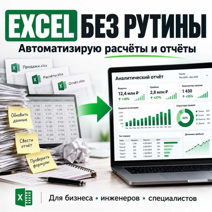 Автоматизация Excel: расчёты, отчёты, таблицы для бизнеса