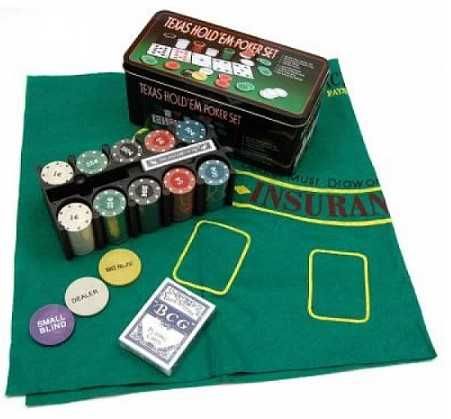 Комплект за покер с килимче - чипове за покер в метално стилно куфарче