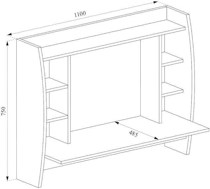 Бюро за стена Vicco Max 110 см за PC компютър