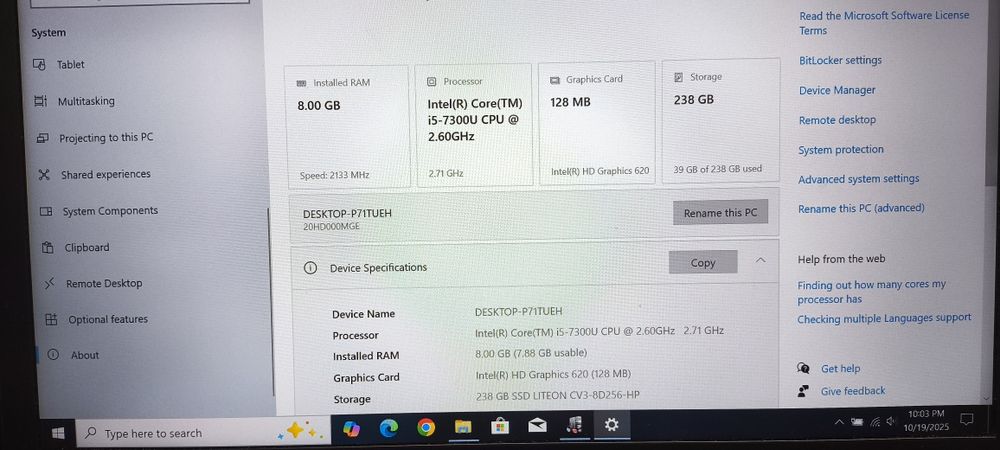 Laptop Lenovo T470 I5-7300U la 2.6Ghz