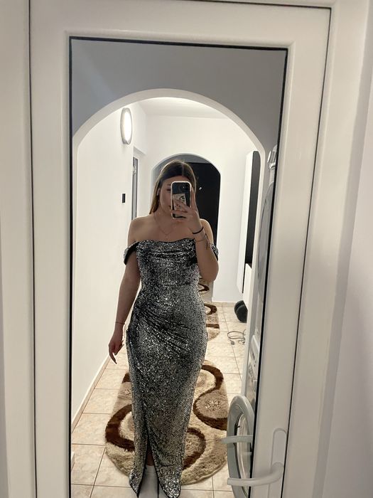 Rochie eveniment argintie