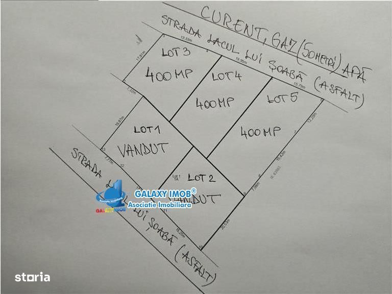 Lot 400 mp utilitati strada asfaltata 50 euro\/mp