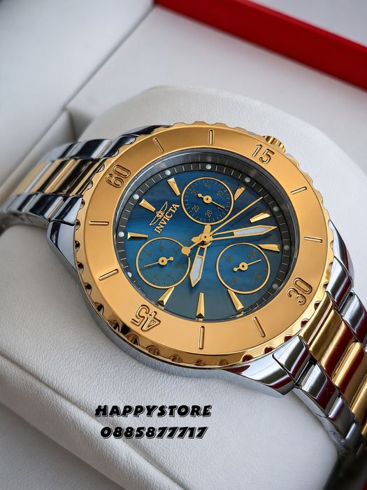 INVICTA Mother of pearl silver/gold blue dial 38 mm, Инвикта нов дамски часовник