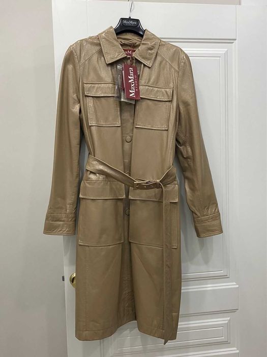 Женский кожаный плащ Max Mara Studio