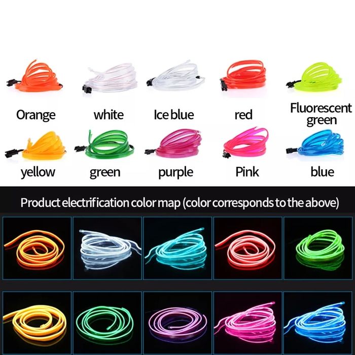 Fir neon luminos Fir Led neon lumina ambientala auto Usb/Bricheta/Fire