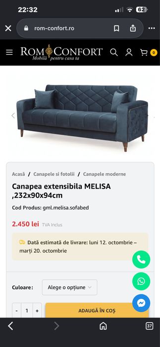 Vand canapea extensibila Melissa