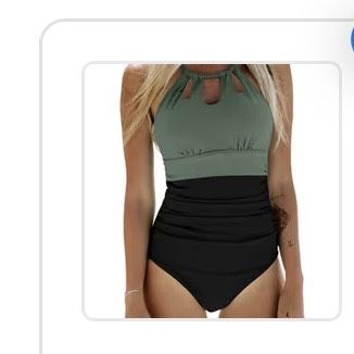CUPSHE Costum de Baie pentru Femei cu Gât Înalt – Negru/Verde S
