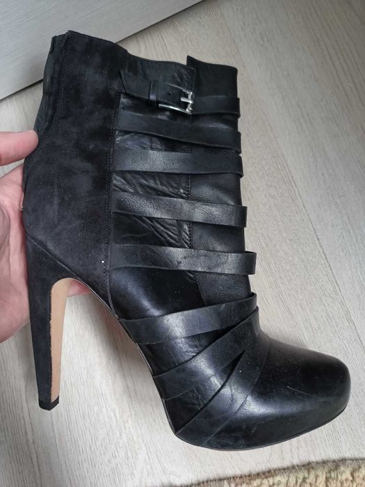 Ghete din Piele Sam Edelman Black Kendrix Leather Goth Rock Nr. 39