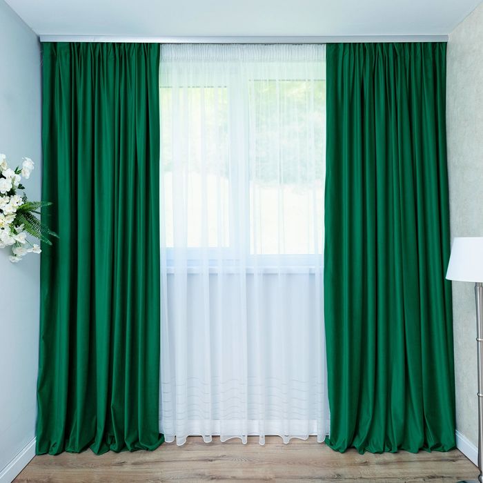 Draperii pe comanda verde smarald/ bej
