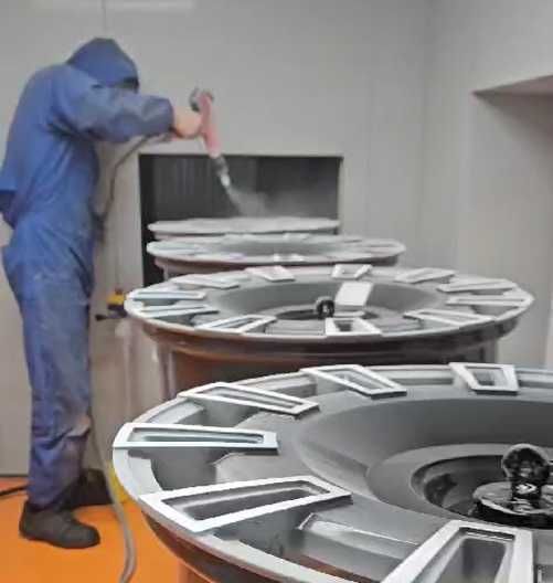 Малка линия за прахово боядисване на джанти