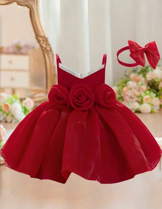 Бебешка червена рокля официална