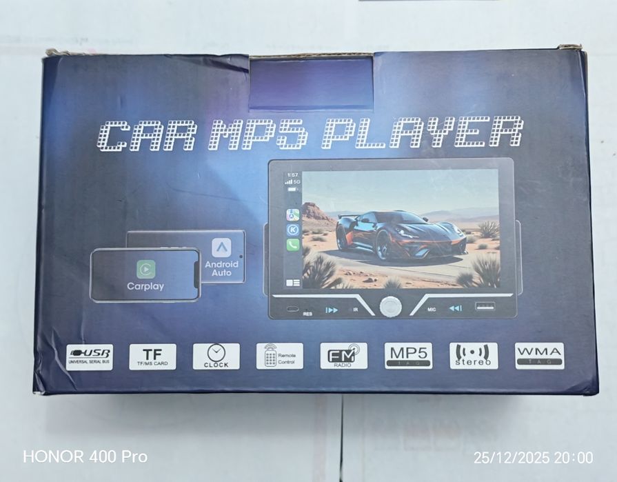 Car mp5 player cu conectare wireless android auto și carplay