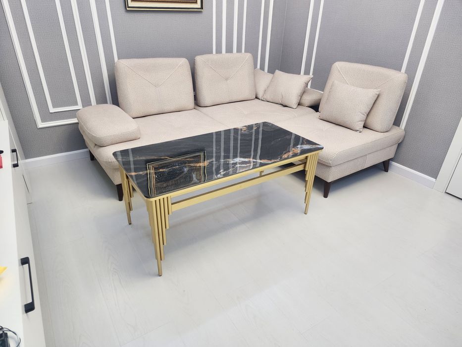 Журнальный стол большой лофт стол для гостинной Белый/Чёрный 120×60.