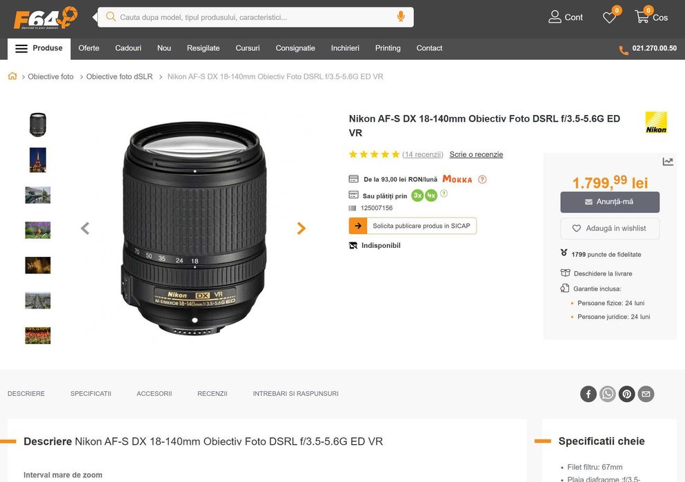 Obiectiv Nikon 18-140mm AF-S DX ED VR, Stabilizare, Weathersealed