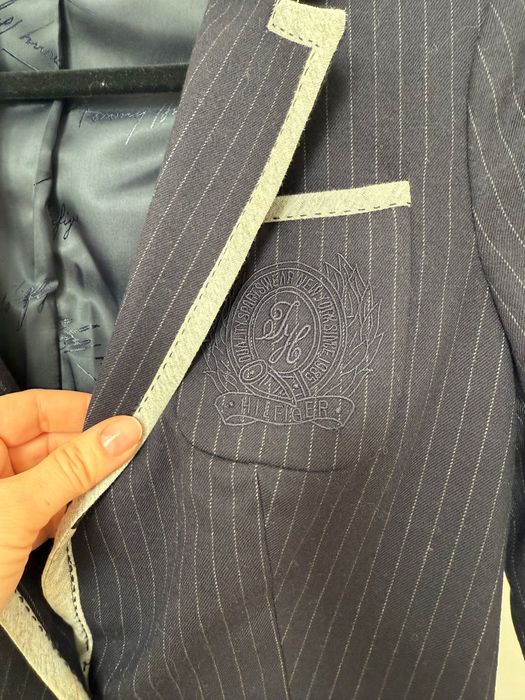 Sacou Tommy Hilfiger dama albastru inchis cu dungi,marime 6 S original