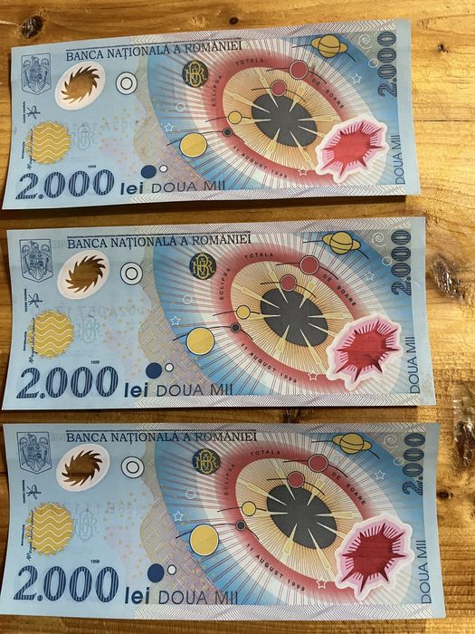 Bancnote 2000 lei cu eclipsa , an 1999.