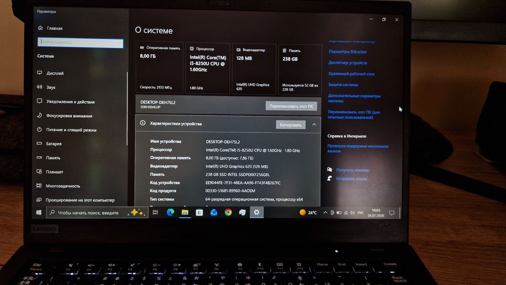 Lenovo Thinkpad X1 carbon 6th gen i5 8250u