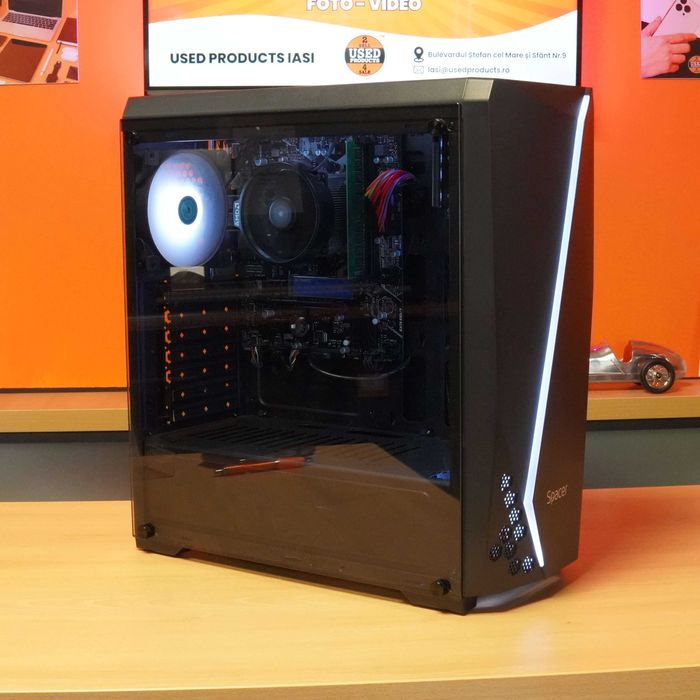 Desktop AMD Ryzen 5 3400G 16GB RAM 1TB SSD + AMD Radeon RX Vega 11 2GB, Lumini RGB, Negru, 12 LUNI GARANTIE