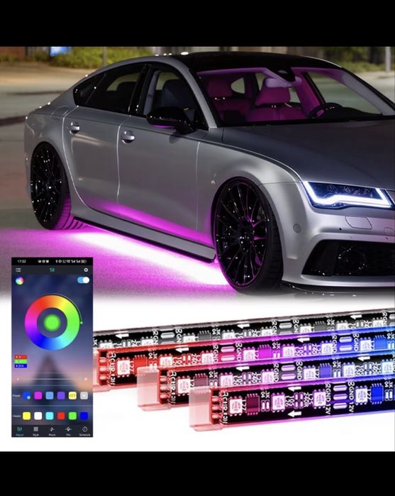 RGB LED пури за кола BLUETOOTH