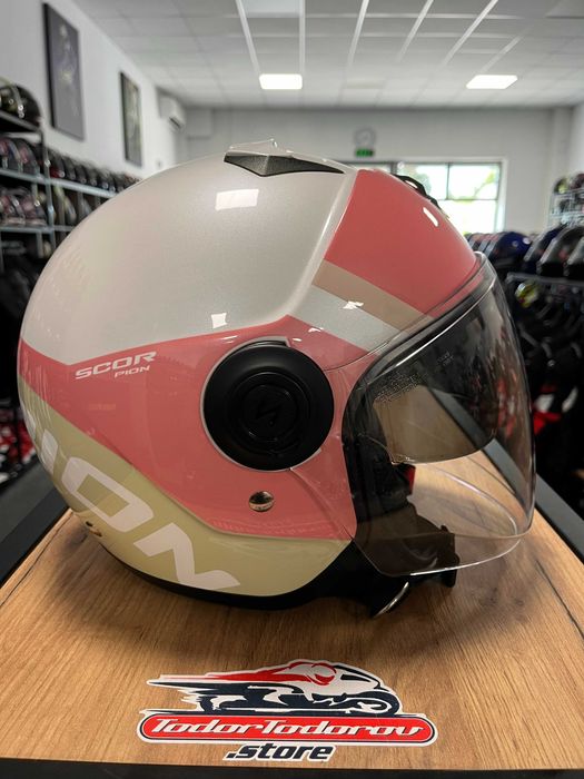 Скутер мото каска Scorpion Exo-City II VAL Pink/White,M 57-58 см.очила