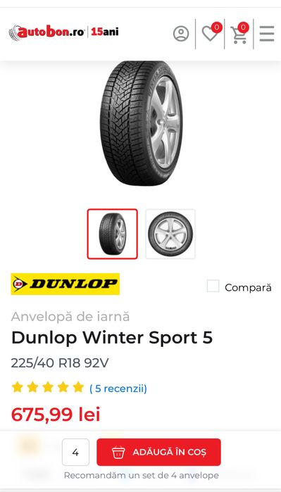 Anvelope iarna Noi Dunlop 225/40 R18 dot 2024