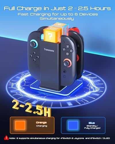 Нов док Nintendo Switch 2 / OLED зарядна станция за 6 контролера RGB за геймъри игри