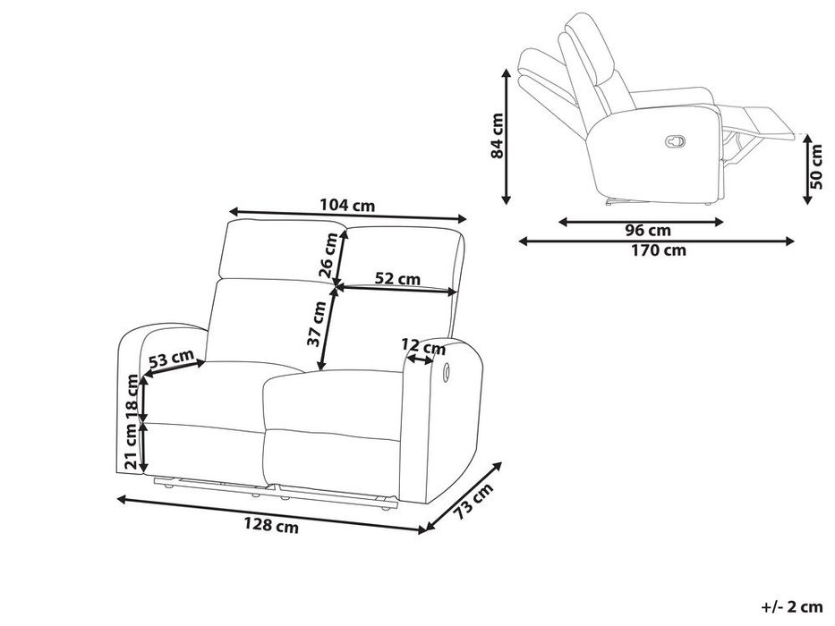 PROMOTIE! NOU Canapea "VERDAL" cu recliner manual, catifea, taupe