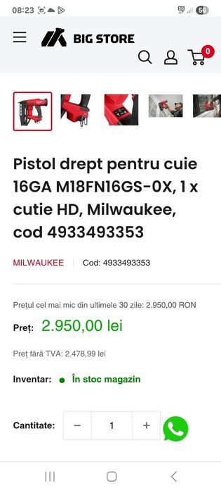 Milwakee pistol cuie finisaj m18fn16gs 2022