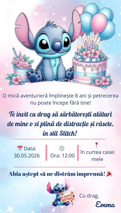 Invitatii digitale  botez sau zile de nastere