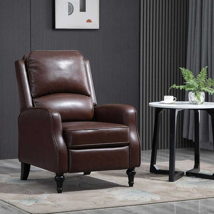 Fotoliu extensibil HOMCOM cu rabatabil manual la 90° și 150° pentru TV, living, dormitor, design modern din piele, 73 x 86 x 104 cm