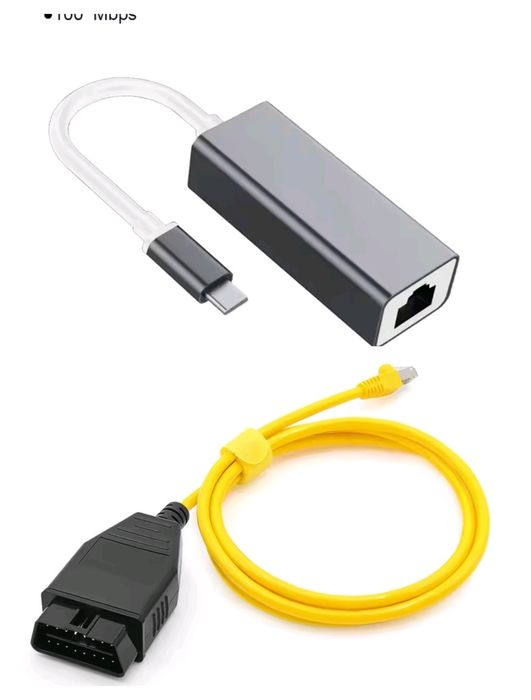 Cablu Bmw Enet Codare Activare Functii Bmw + Adaptor Type C Ethernet compatibil  BimmerCode BimmerLink
