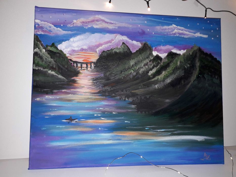 Pictura in culori acrilice "Lilac Sky"