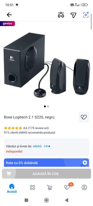 Boxe Logitech S21220, negru