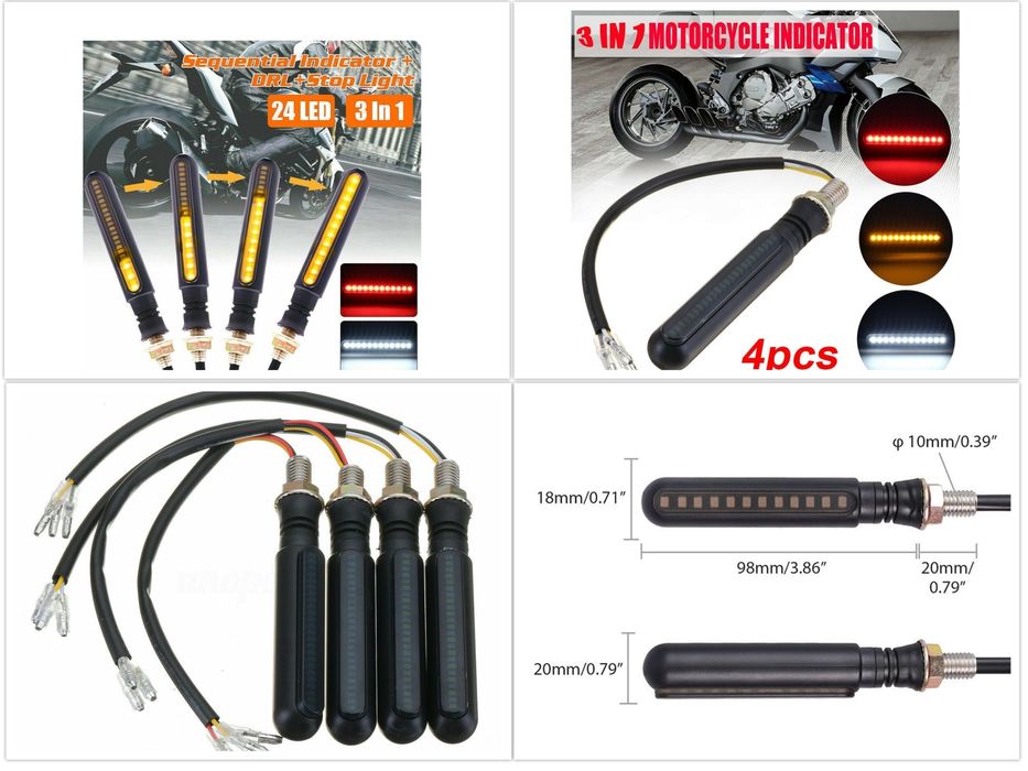 4x Semnalizări moto motocicleta scuter ATV led cursive stop