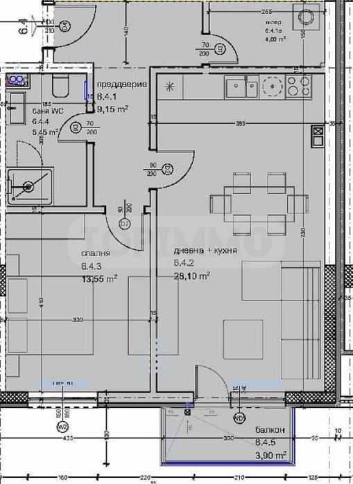 Двустаен апартамент в нова сграда в кв. Кайсиева градина