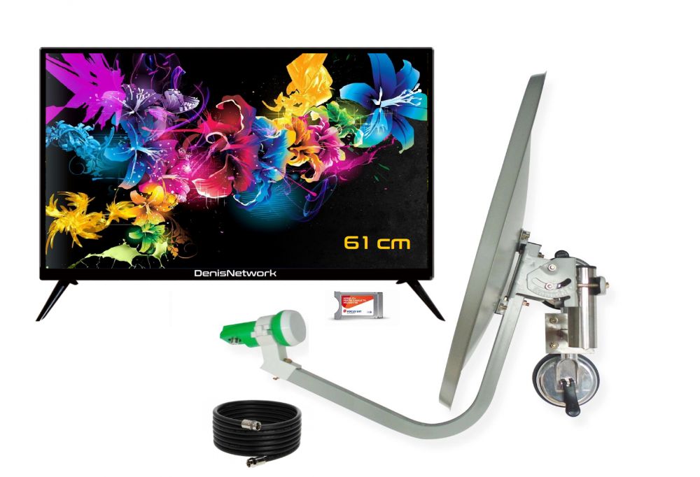 Kit tv auto 61 cm cu antena cu ventuză dublă