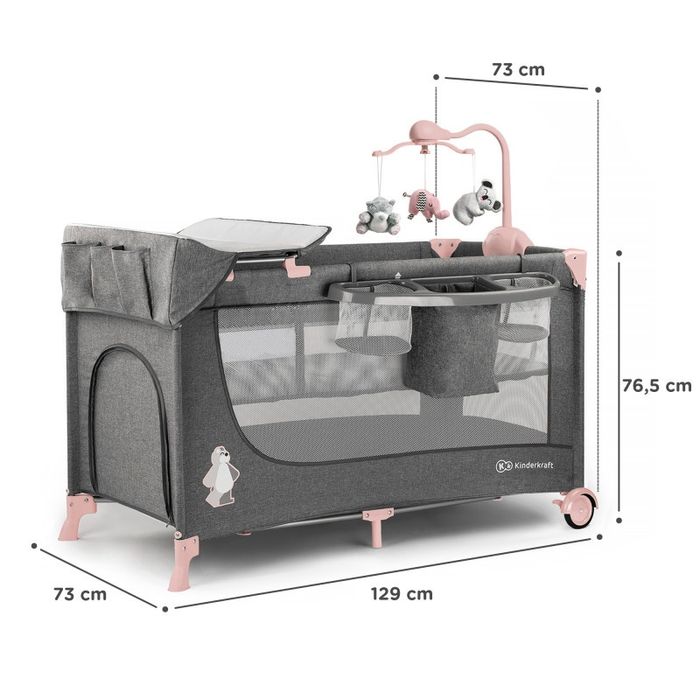 Бебешка кошара  KinderKraft Joy  Розова + Обиколник Cangaroo