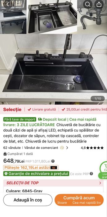 Chiuveta 68x45 noua