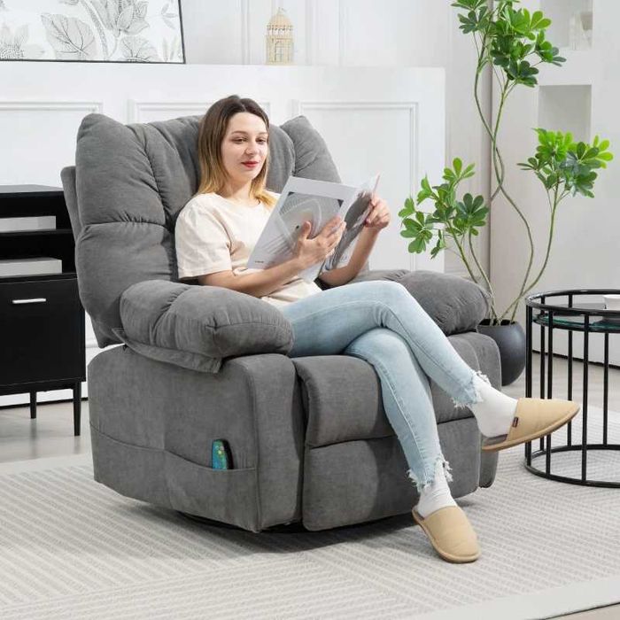 Релаксиращ стол HOMCOM с функция за масаж, функция за накланяне, въртящ се