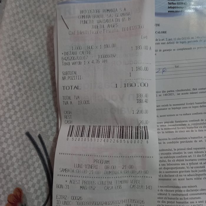 Instant pe gaz cu tiraj forțat (evacuare cu tubina)