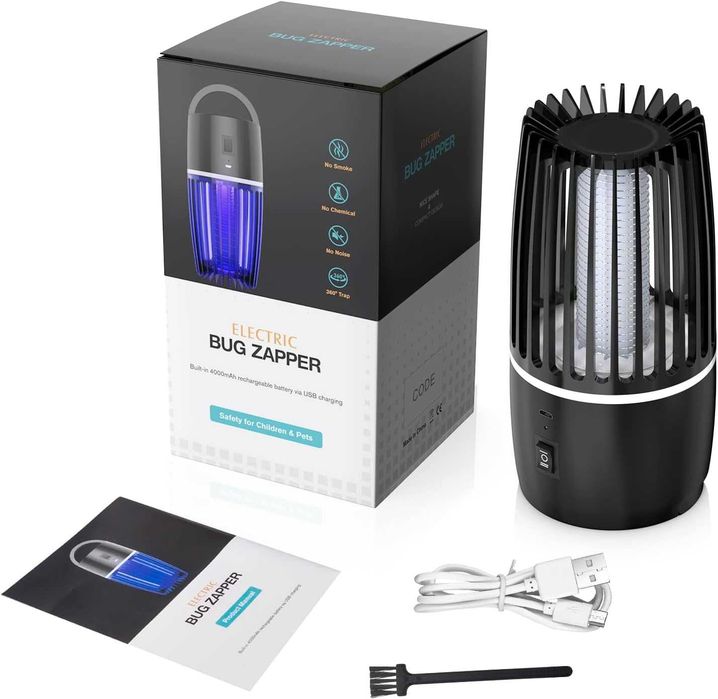 REDUS de la 165 ron, Aparat anti insecte CAMPING 2 in 1 cu lampa UV electrica si lumina, cu acumulator intern, 360 gr